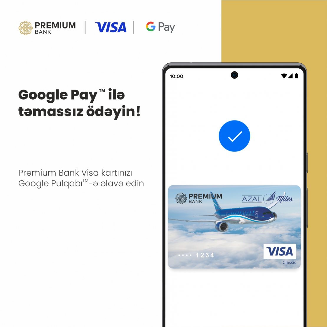 Azərikard-ın partnyor banklarından olan Premium Bank Google Pay xidmətini istifadəyə verdi.