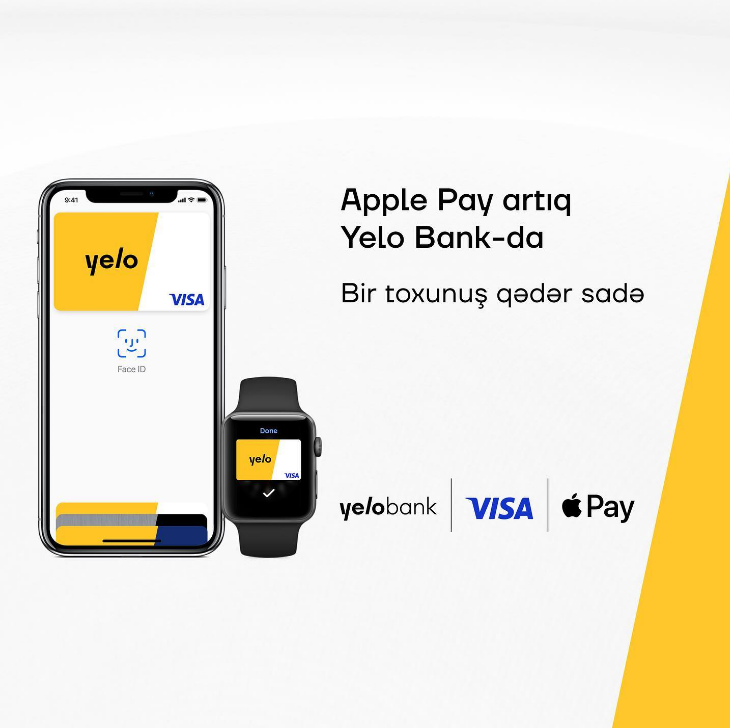 Azərikard-ın partnyor banklarından olan Yelo Bank Apple Pay xidmətini istifadəyə verdi.